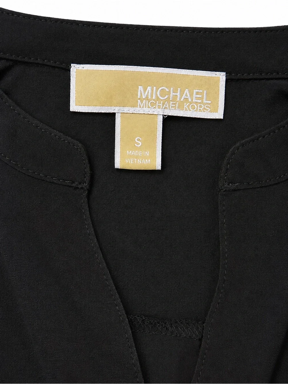 Michael Kors Black V-Neck Zip Pullover Tunic with Gold Hardware size small